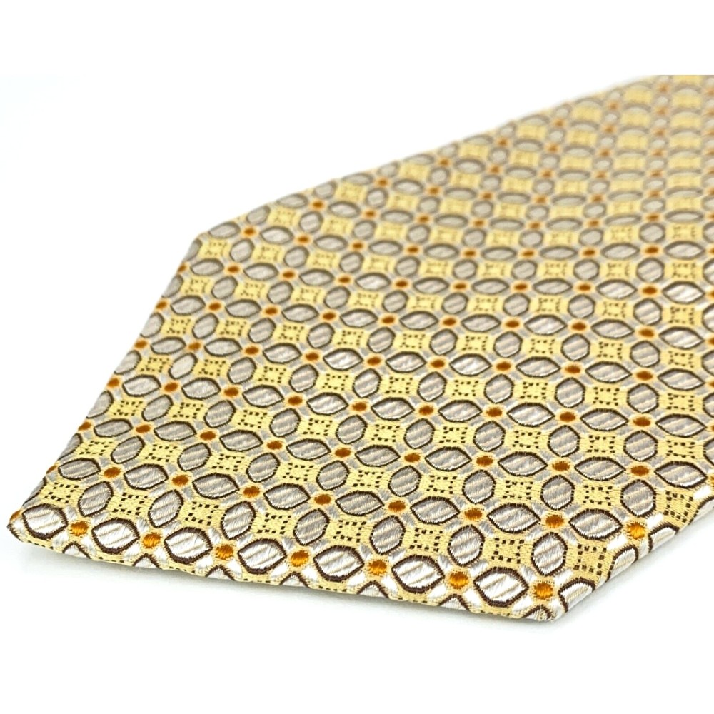JOS A BANK Signature Collection Light Yellow Beige White Orange Dots Silk Tie - Picture 3 of 9